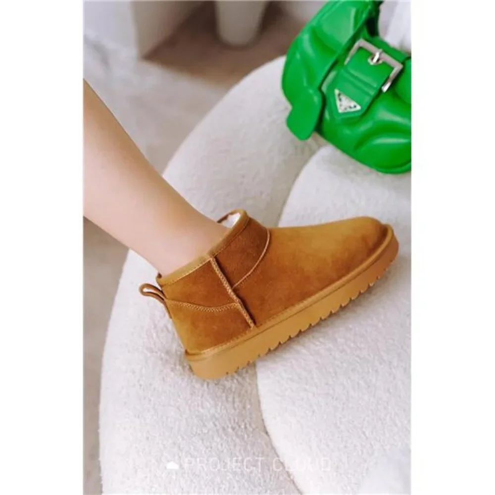 Chestnut Genuine Suede Winter Boots‎ Water Resistant Snow Cold Boots for Women